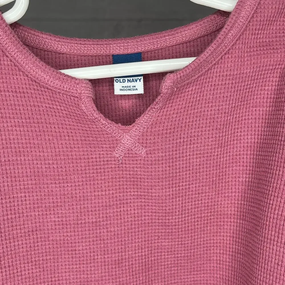 Old Navy dusty rose waffle long sleeve top Girls Size Medium (8)